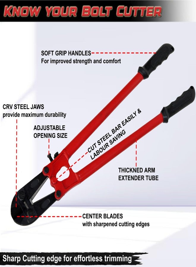 Digital Craft 30" Heavy Duty Bolt Cutter - Cr-V Steel Wire Cutting Pliers, Lock & Chain Cutter, High Leverage Labor-Saving Hand Tools - Image 4